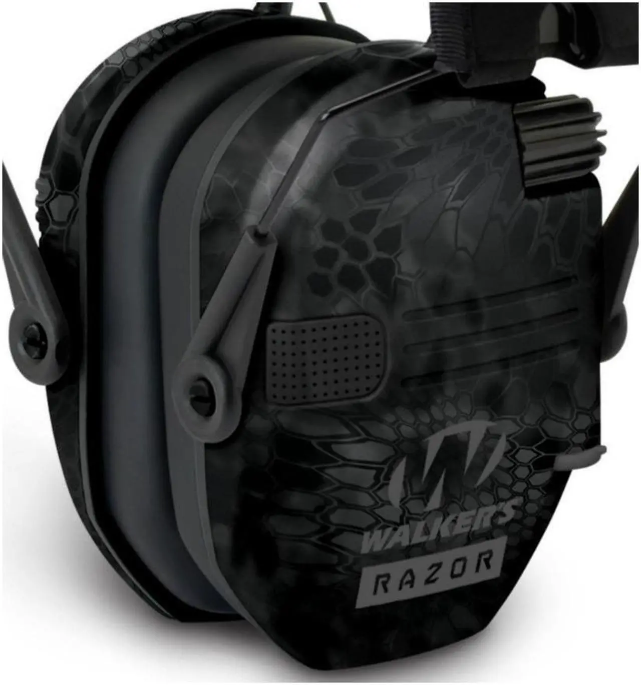 Alt view image 7 of 7 - Walker's Razor Slim Electronic Earmuff Patriot Series (Camo) and Glasses