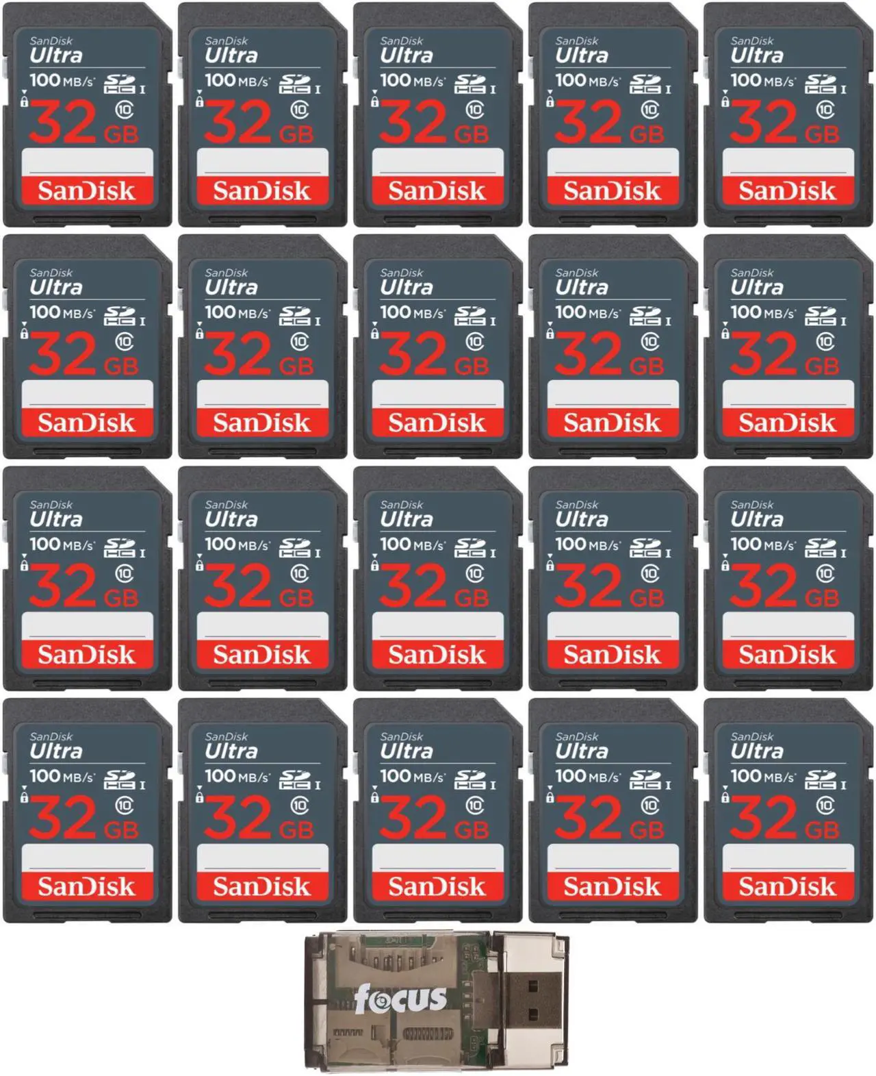 Main image of SanDisk 32GB Ultra SDHC UHS-I Memory Card (20-pack) with Focus Card Reader