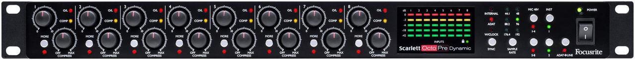 Alt view image 5 of 7 - Focusrite Scarlett OctoPre Dynamic 8-Channel Mic Preamp with XLR and TRS Cables