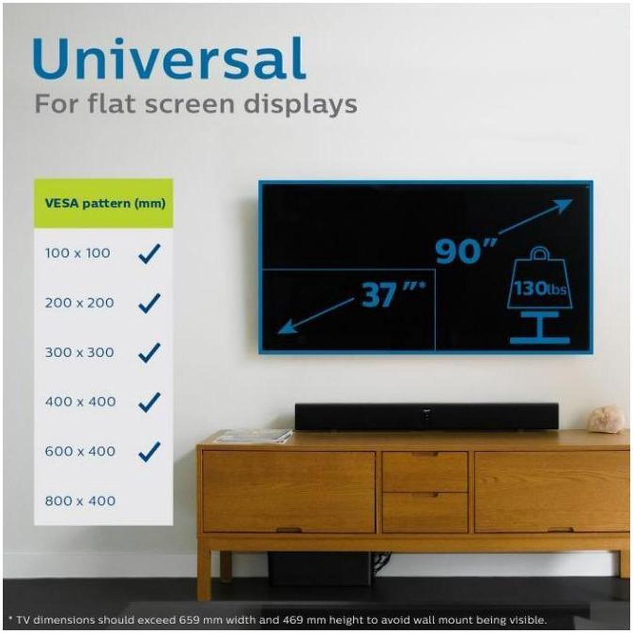 Alt view image 5 of 6 - Philips Thin-Profile Fixed TV Wall Mount for Up To 90-Inch Flat Screen (Black)