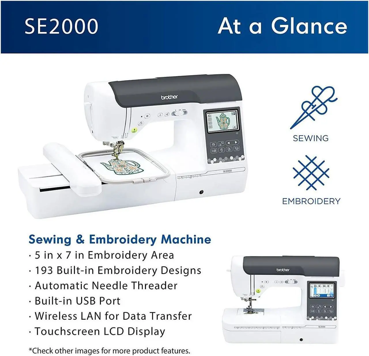 Alt view image 6 of 7 - Brother SE2000 Computerized Sewing and Embroidery Machine