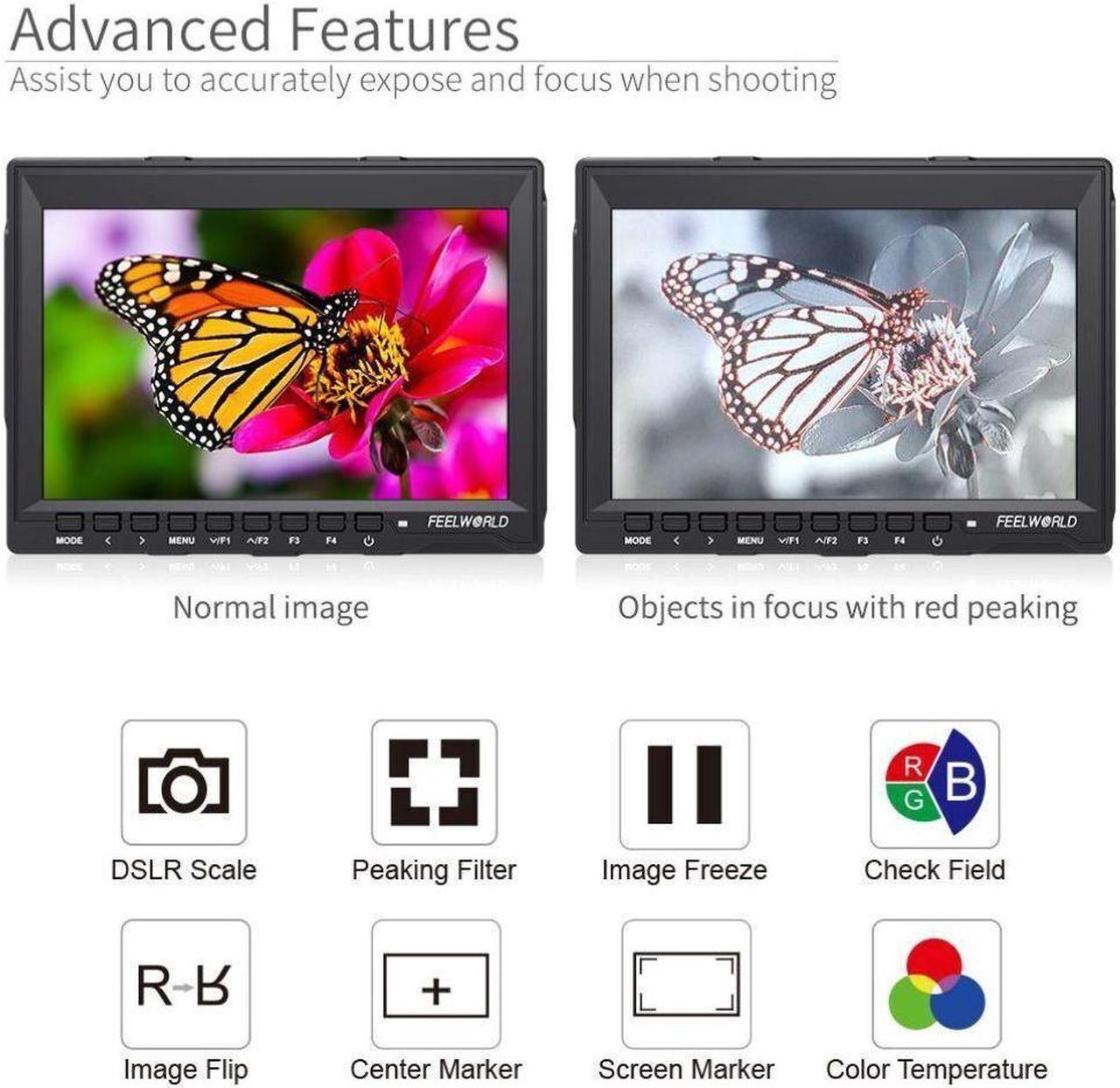 Alt view image 10 of 13 - FEELWORLD FW759 7 Inch DSLR Camera Field Monitor HD Video Assist Slim IPS 1280x800 4K HDMI 1080p with Sunshade