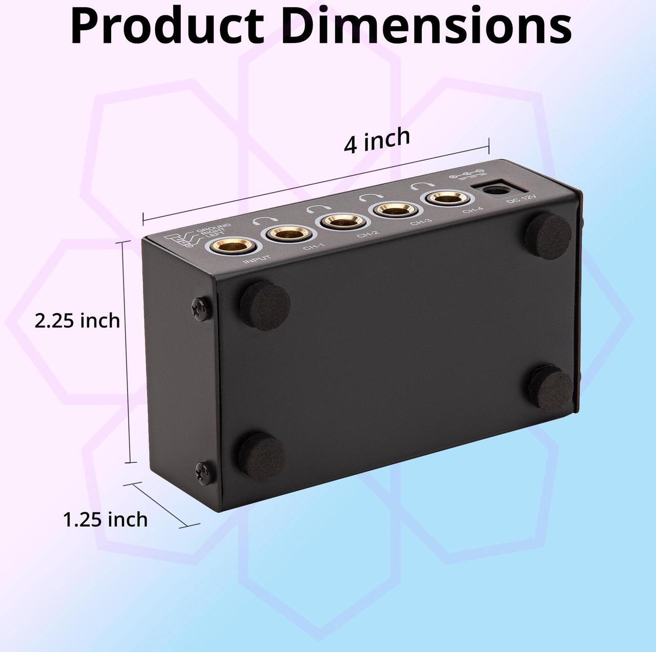 Alt view image 5 of 7 - FocusProAudio Compact 4-Channel Stereo Headphone Amplifier with DC 12V Power Adapter