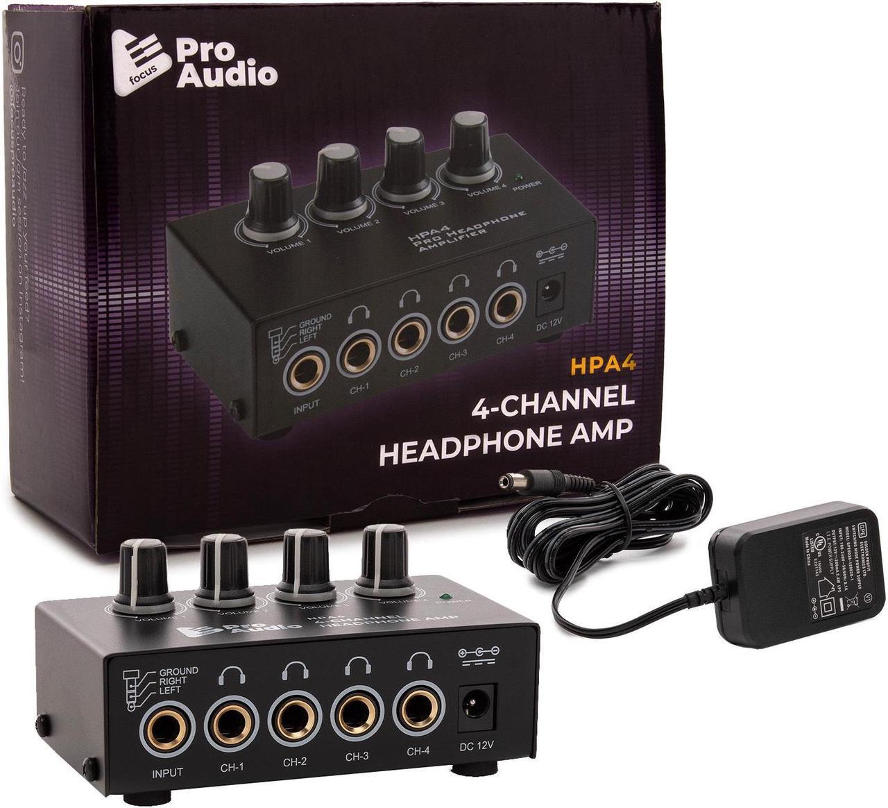 Main image of FocusProAudio Compact 4-Channel Stereo Headphone Amplifier with DC 12V Power Adapter