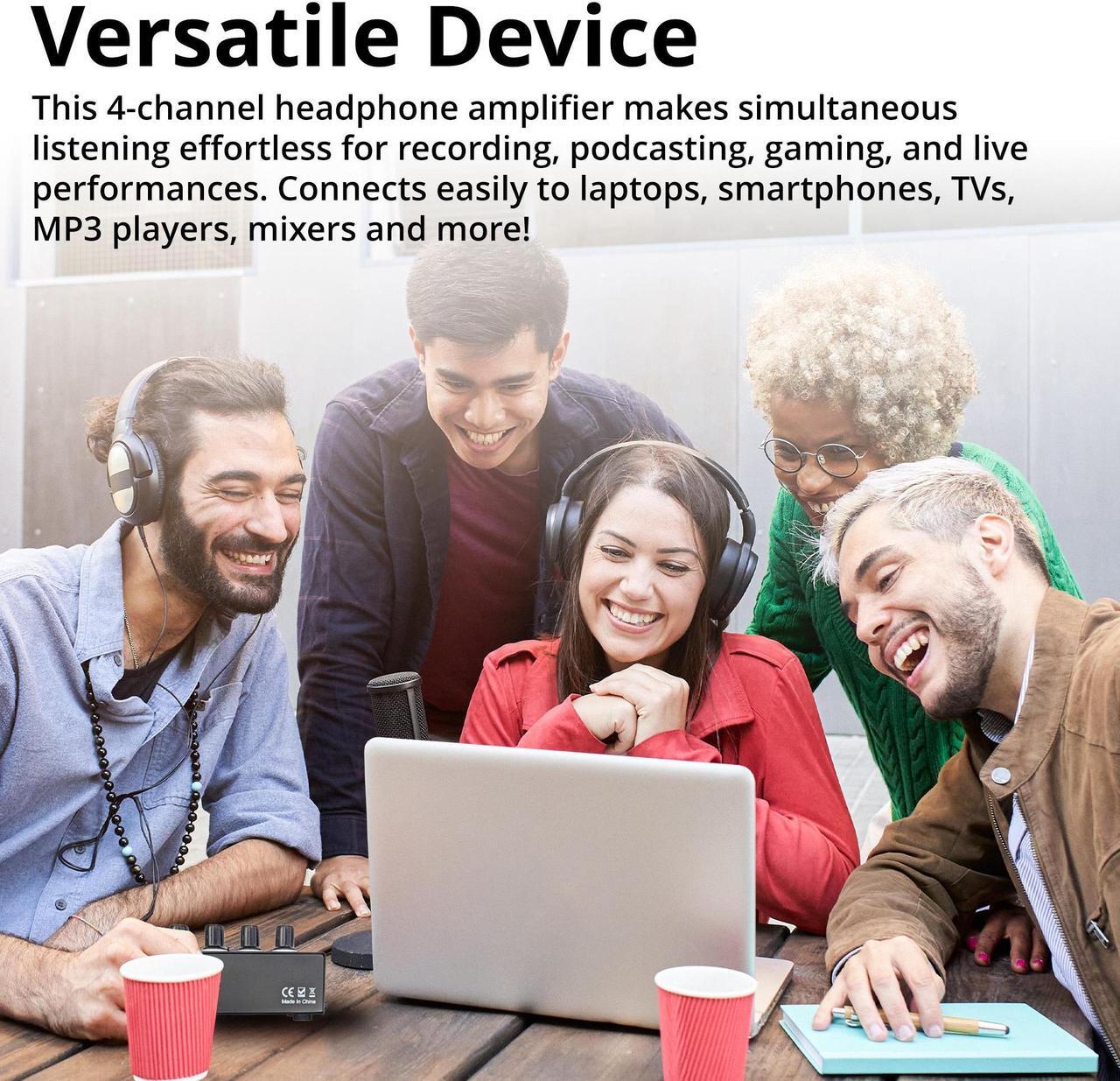 Alt view image 4 of 7 - FocusProAudio Compact 4-Channel Stereo Headphone Amplifier with DC 12V Power Adapter