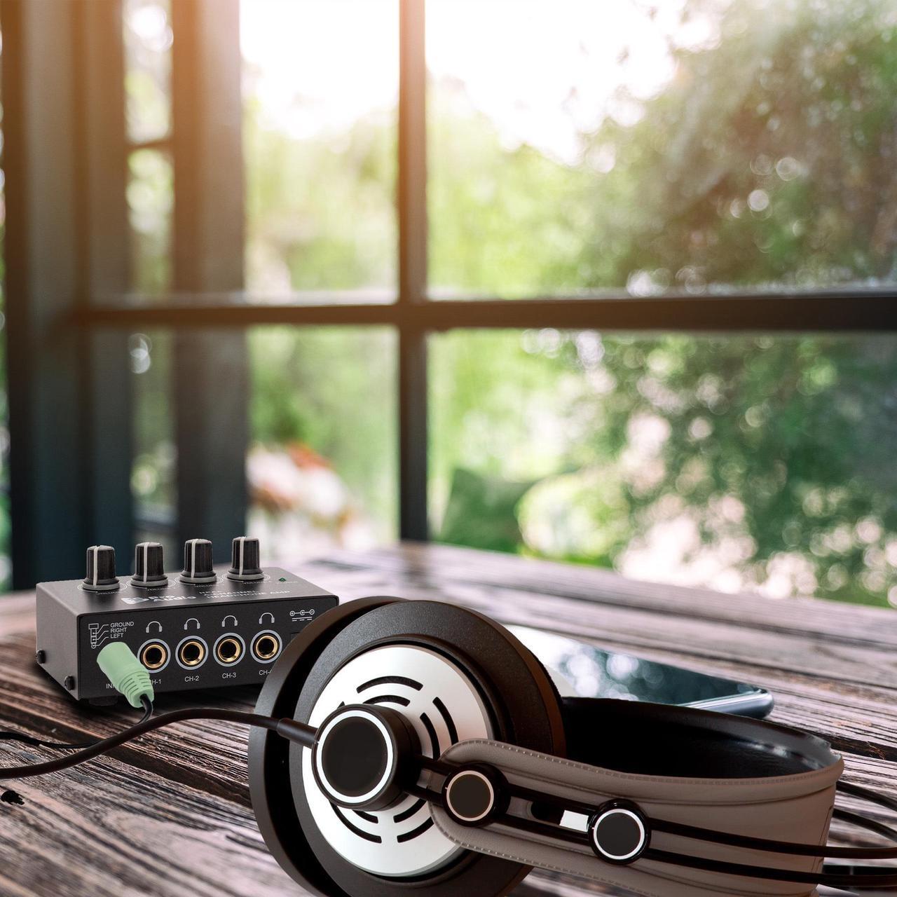 Alt view image 7 of 7 - FocusProAudio Compact 4-Channel Stereo Headphone Amplifier with DC 12V Power Adapter