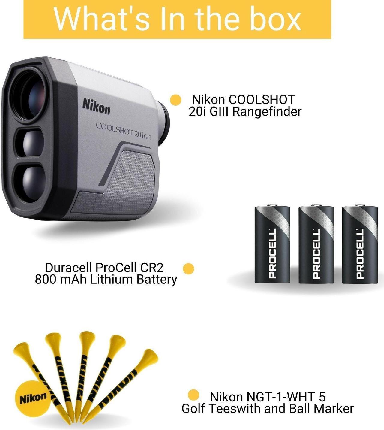 Alt view image 5 of 7 - Nikon COOLSHOT 20i GIII Golf Range Finder - Pinpoint Accuracy with Batteries and Golf Tees