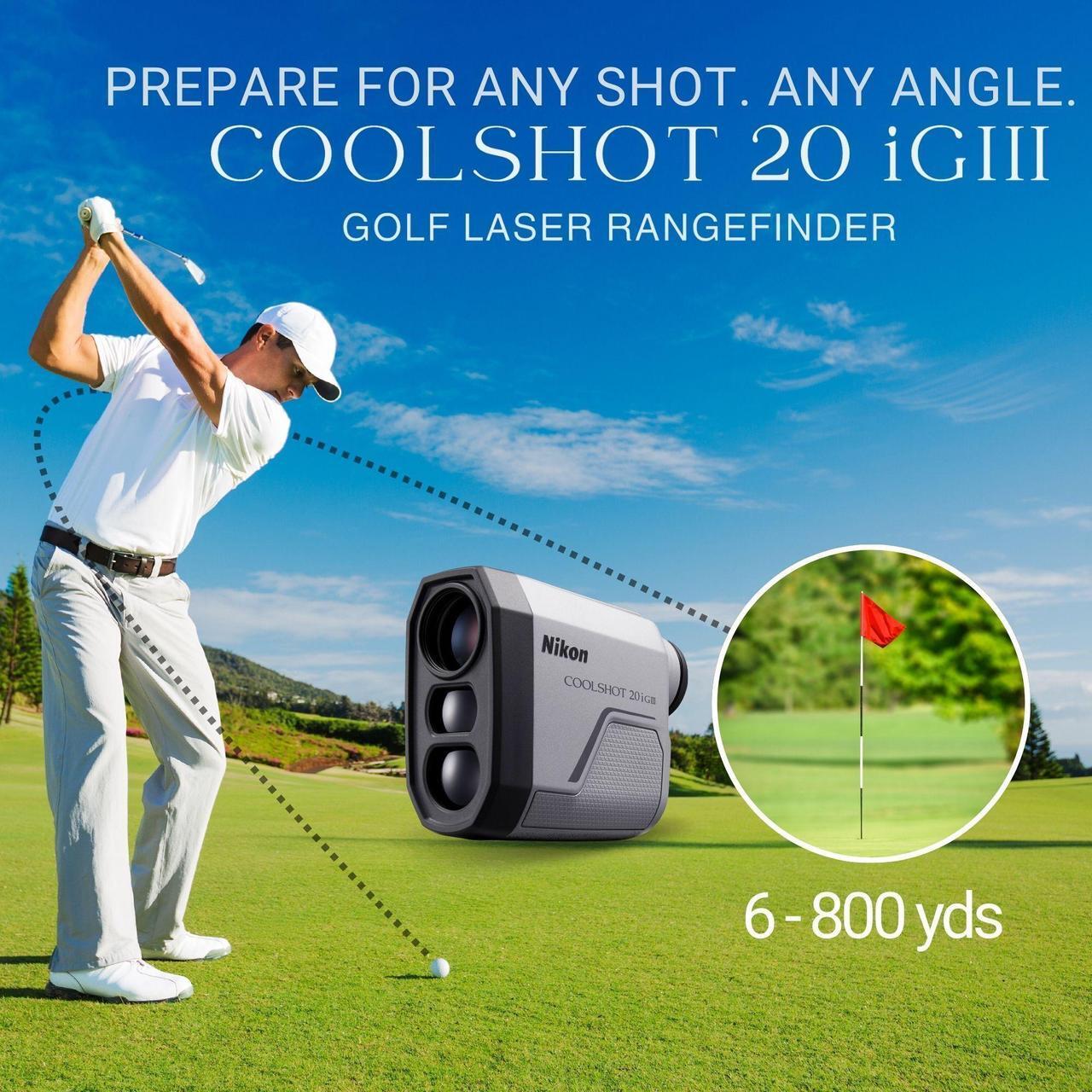 Alt view image 3 of 7 - Nikon COOLSHOT 20i GIII Golf Rangefinder |Rainproof Laser w/ Slope,Locked On Quake DLX bundle