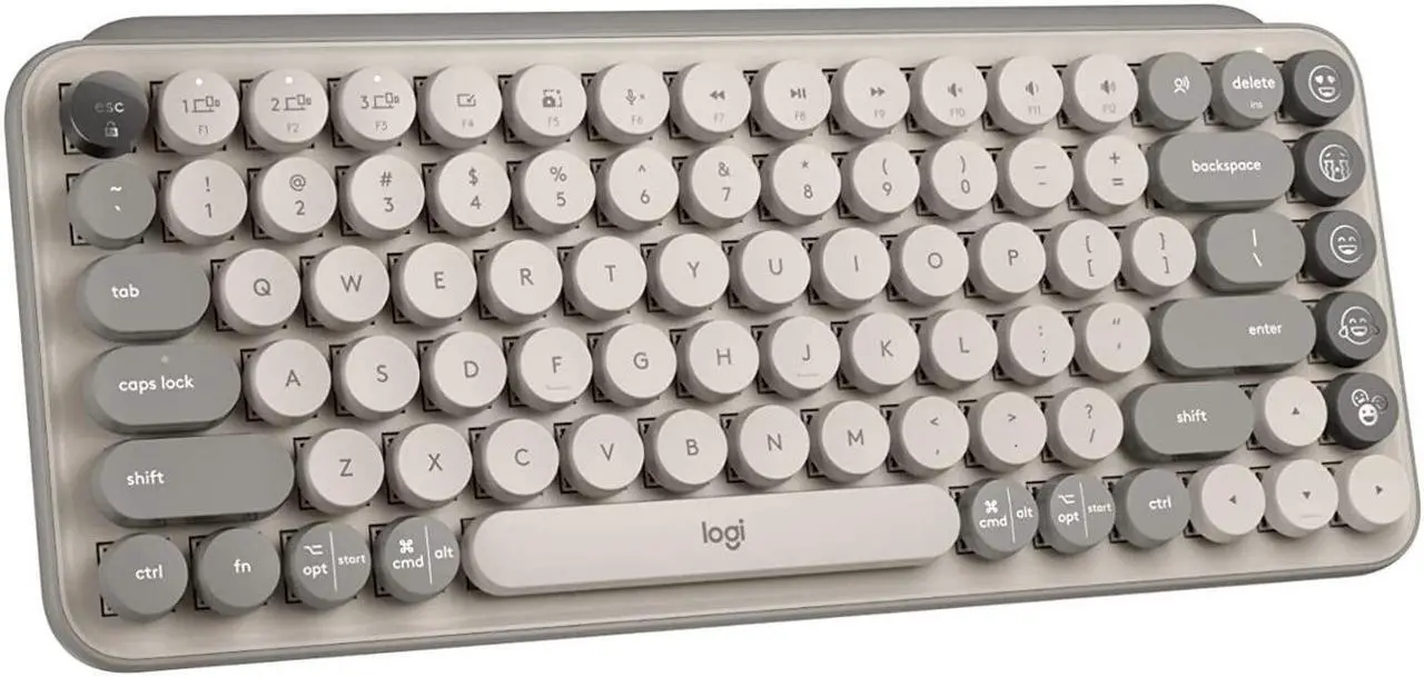 Alt view image 2 of 3 - Logitech Pop Keys Wireless Mechanical Keyboard with Emoji Keys (Mist) w/Desk Mat