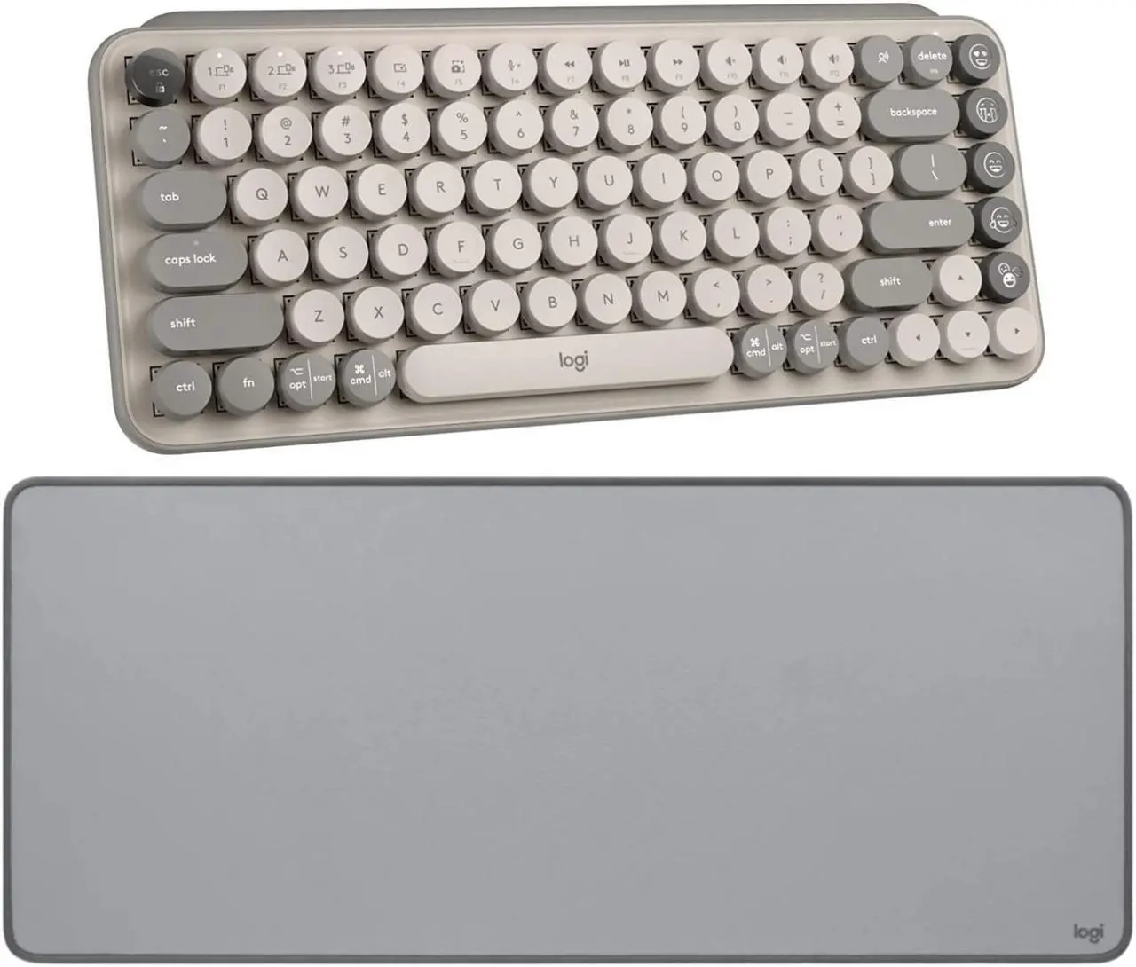 Main image of Logitech Pop Keys Wireless Mechanical Keyboard with Emoji Keys (Mist) w/Desk Mat
