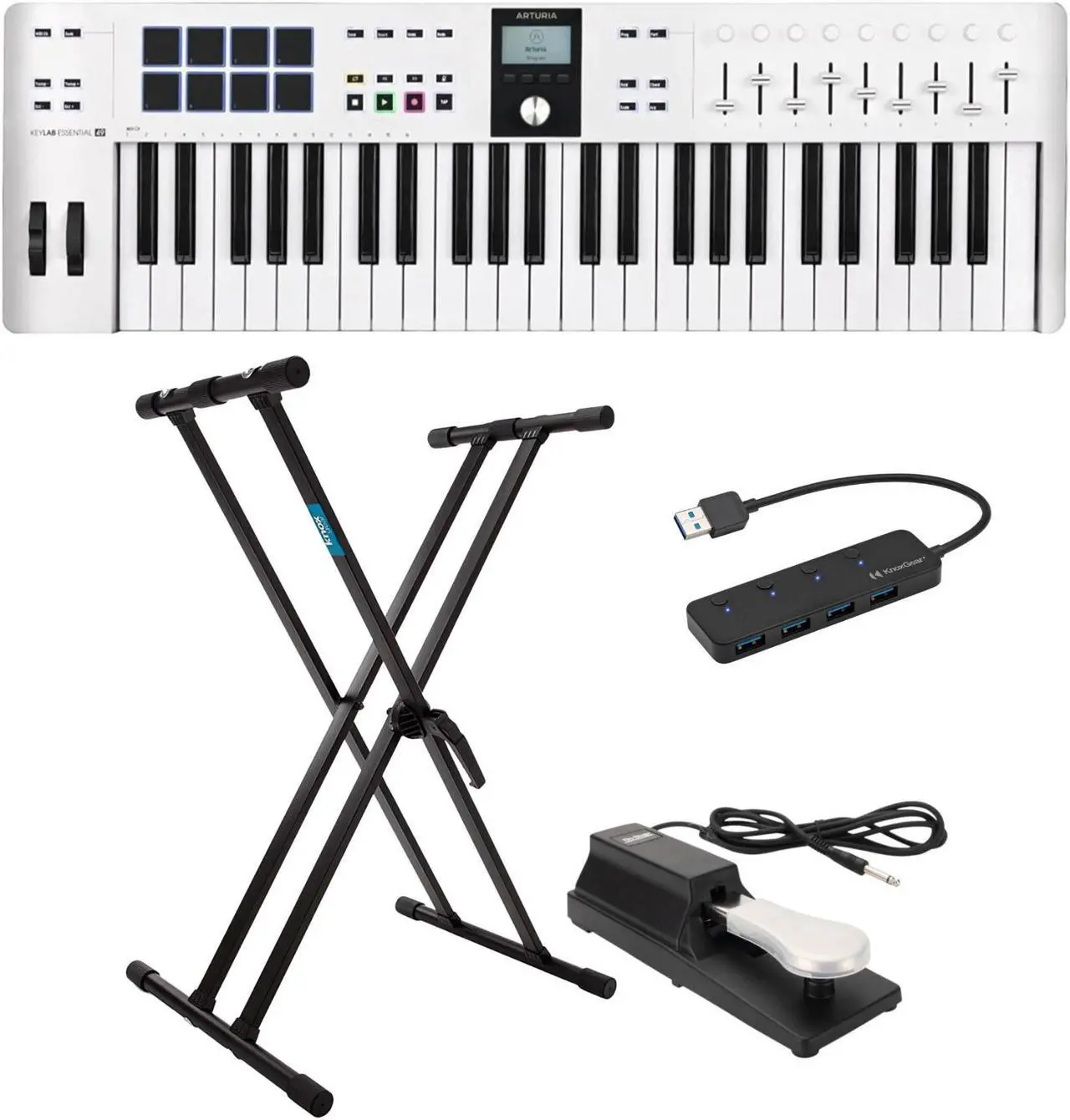Main image of Arturia KeyLab Essential 49 mk3 MIDI Keyboard Controller w/Stand, Pedal Bundle