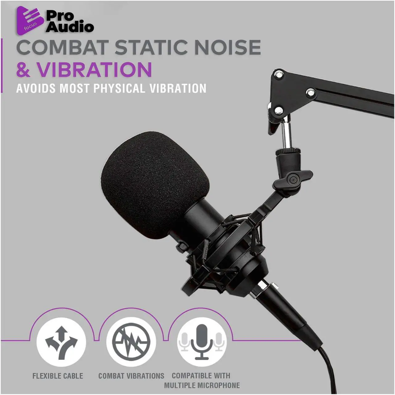 Alt view image 7 of 7 - FocusProAudio Basic Microphone Shock Mount for 44-47mm Microphones