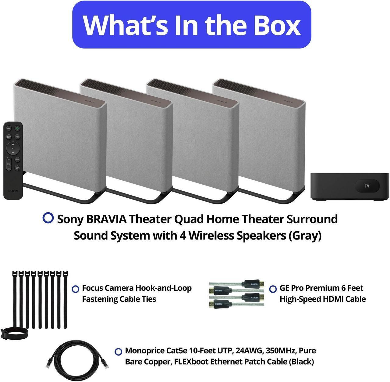 Alt view image 2 of 7 - Sony BRAVIA Theater Quad with Cable Ties, 4K HDMI Cables, and Cat5 Cable bundle