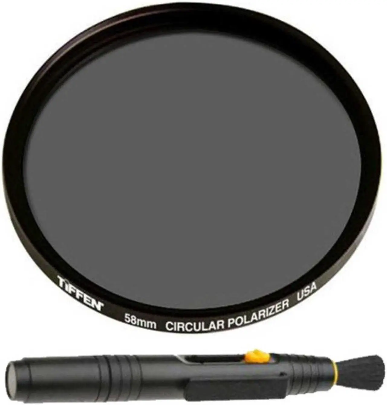 Main image of Tiffen 58mm Circular Polarizing Lens Filter and Lens Cleaning Brush Bundle