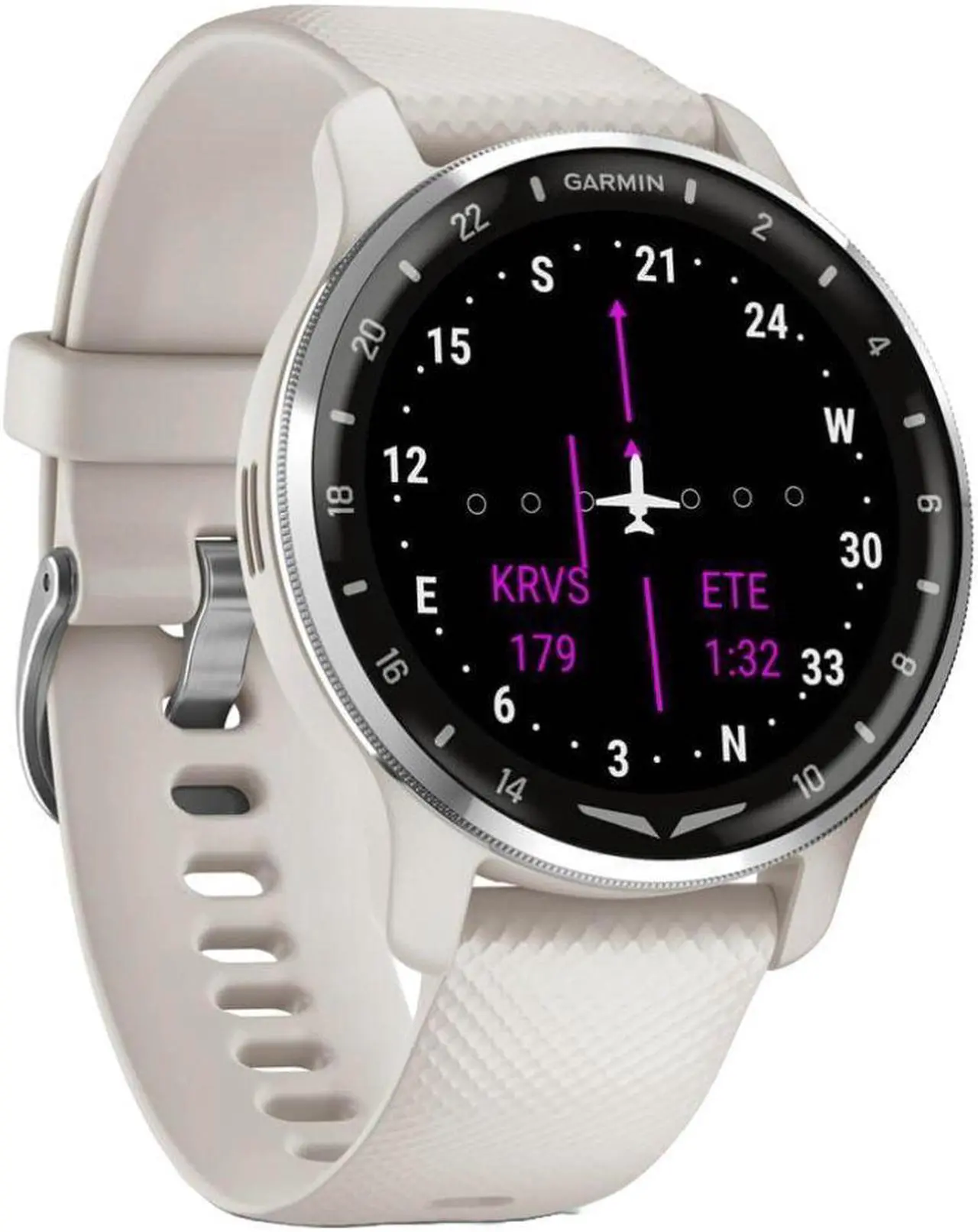 Alt view image 2 of 10 - Garmin D2 Air X10 Touchscreen Aviator Smartwatch with GPS -Silver /Ivory)