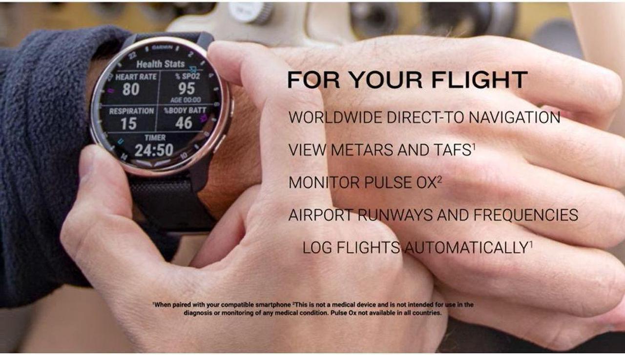 Alt view image 6 of 10 - Garmin D2 Air X10 Aviator Smartwatch (Black/Silver)