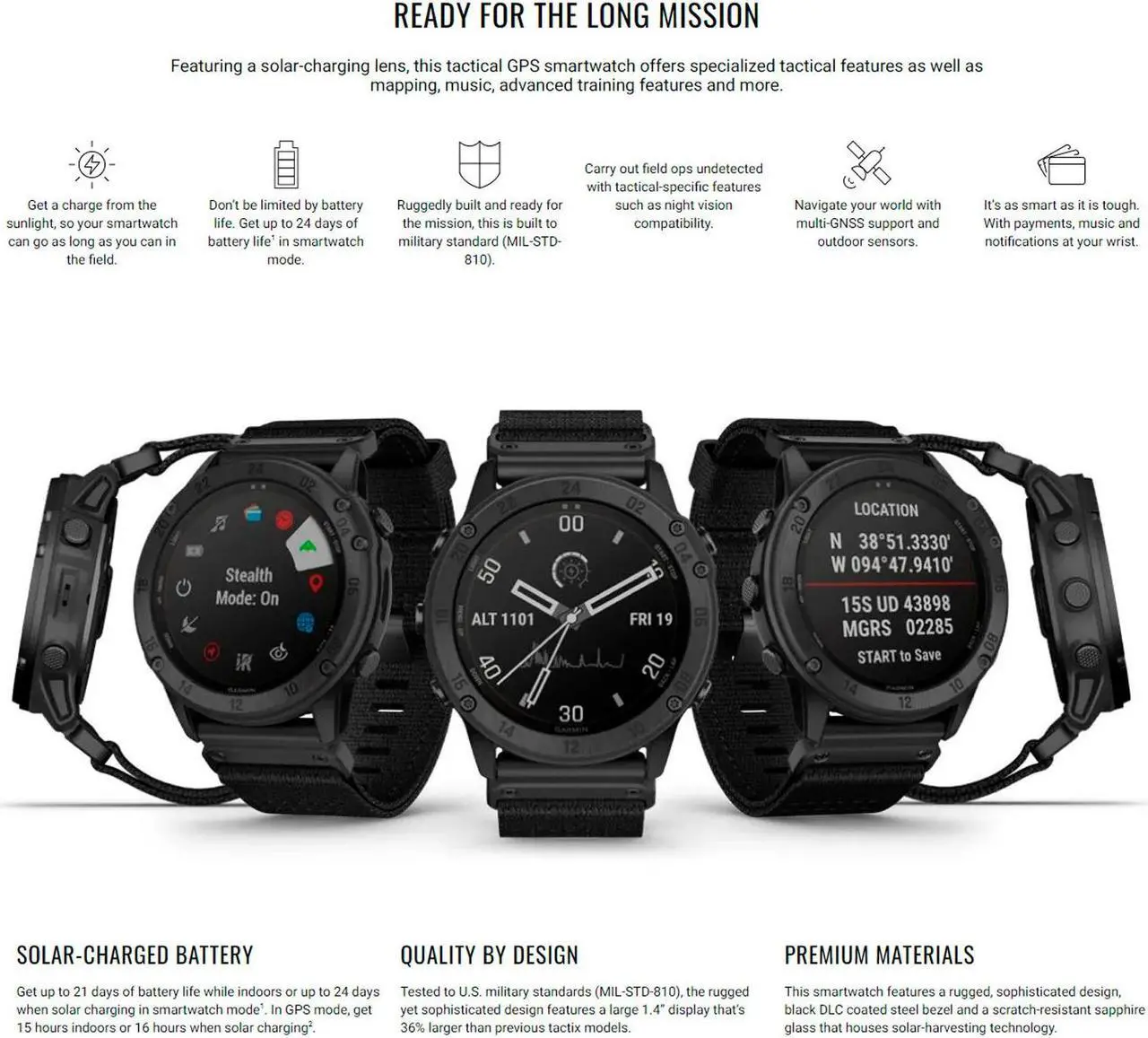 Alt view image 3 of 7 - Garmin tactix Delta Solar Edition GPS Smartwatch with Nylon Band