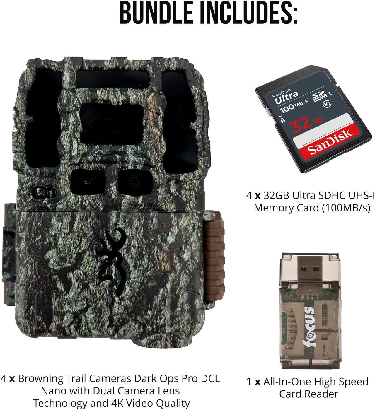 Alt view image 6 of 7 - Browning Trail Camera-Dark Ops Pro DCL NANO Trail Camera with 32GB Memory Cards and Card Reader 4 Pack