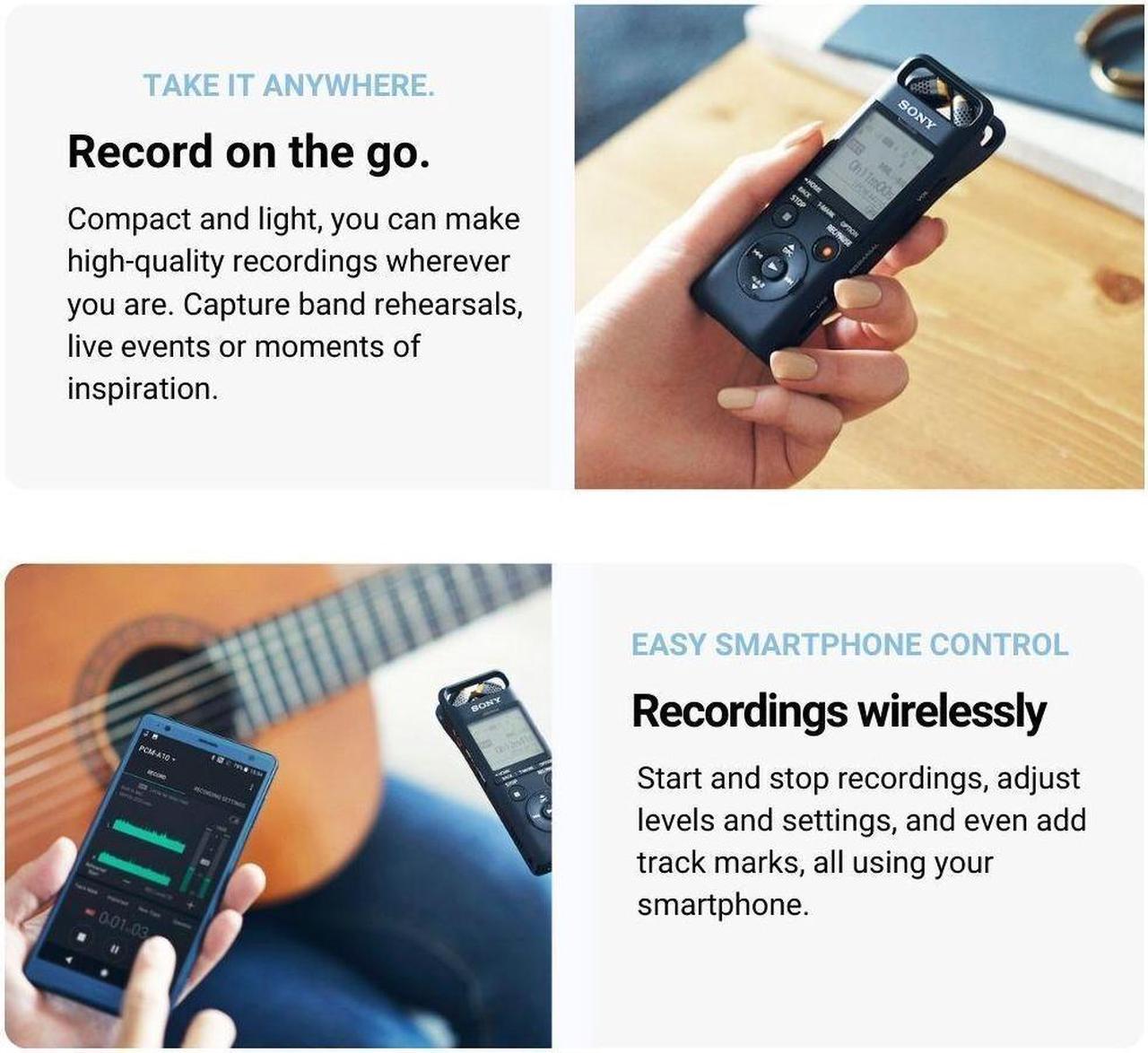 Alt view image 6 of 6 - Sony PCM A10 High Resolution Black Audio Recorder with 16GB Memory Bundle