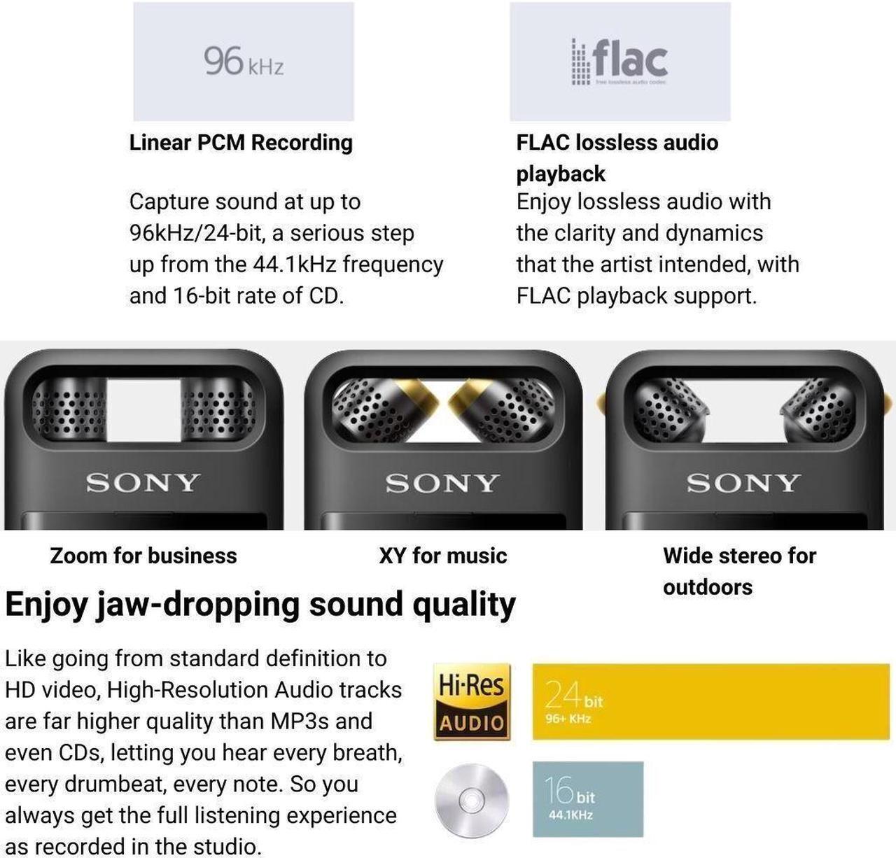 Alt view image 4 of 6 - Sony PCM A10 High Resolution Black Audio Recorder with 16GB Memory Bundle