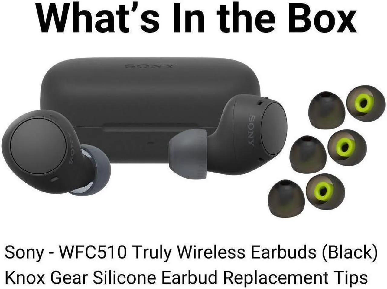 Alt view image 6 of 6 - Sony WF C510 Truly Wireless Black Earbuds with Earbud Replacement Tips Bundle