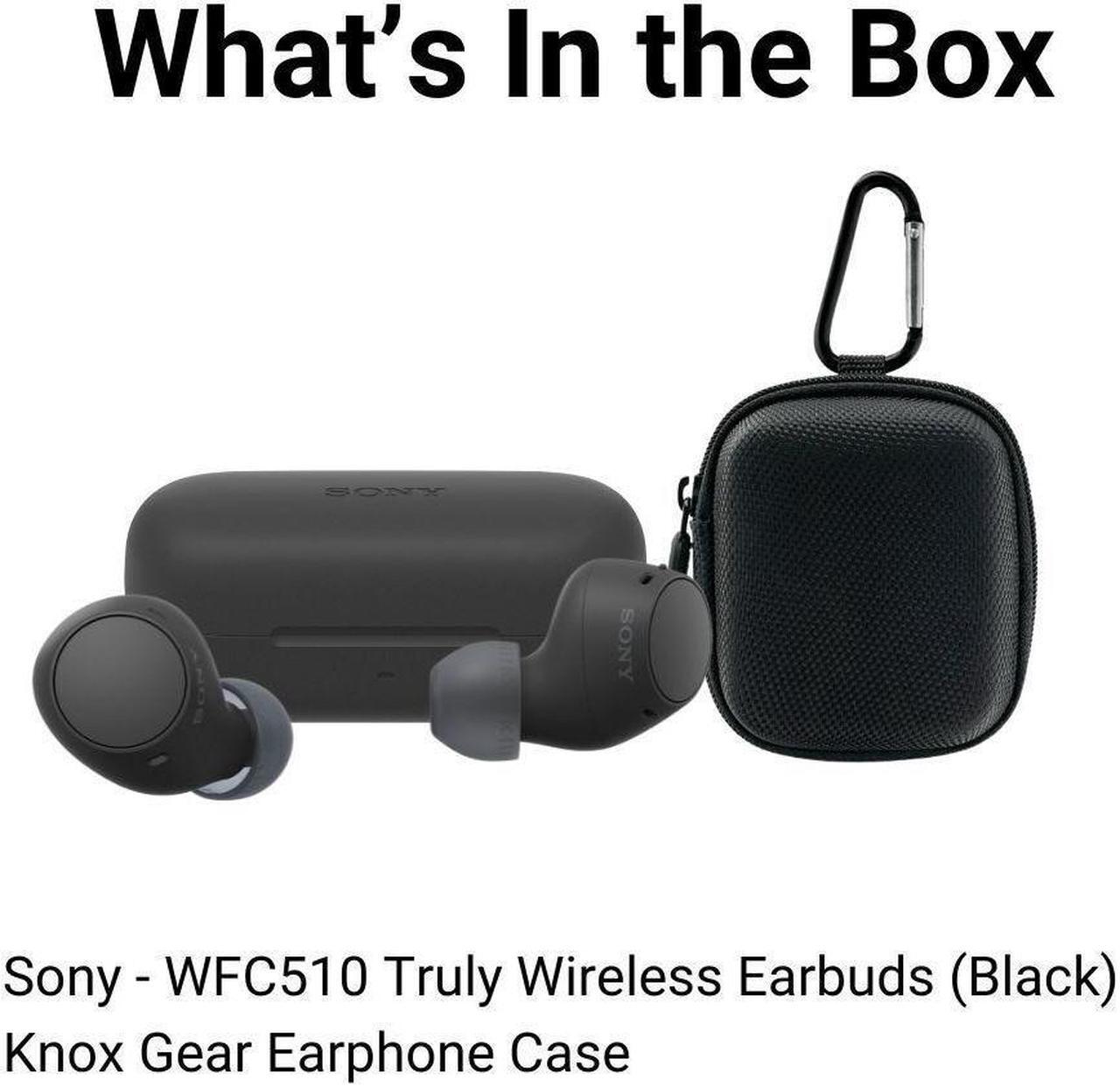 Alt view image 6 of 6 - Sony WF C510 Truly Wireless Black Earbuds with Earphone Storage Case Bundle