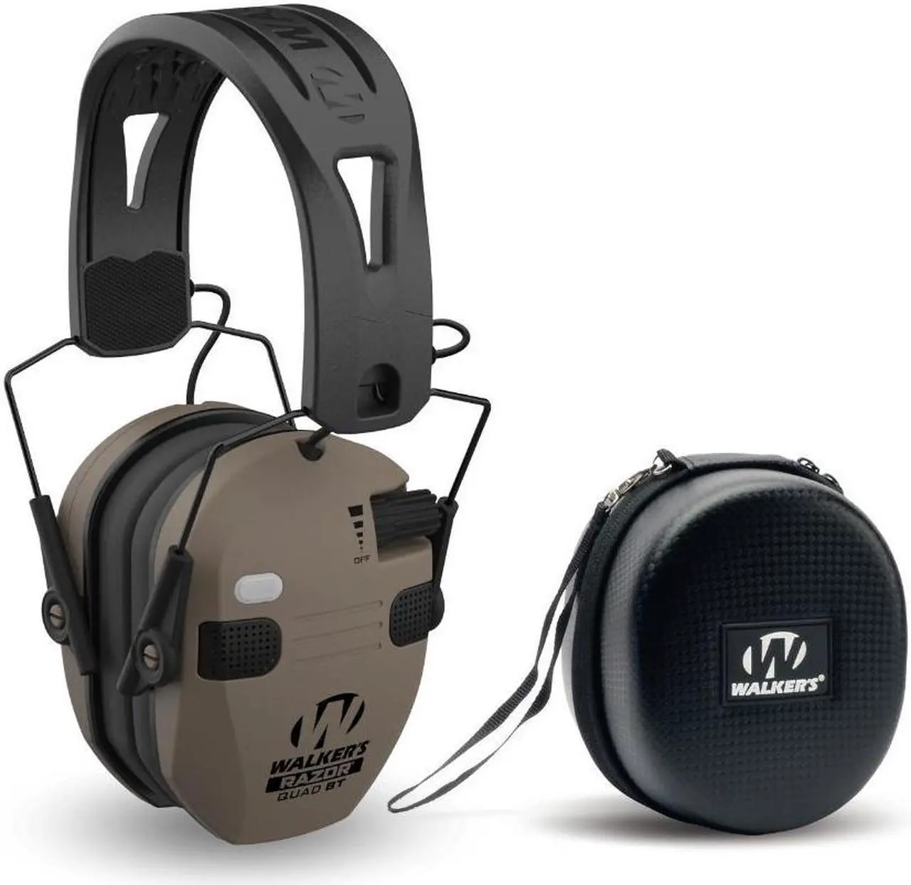Main image of Walkers Razor Slim Quad Electronic Earmuffs with Bluetooth Technology (FDE) with Hearing Protection Case