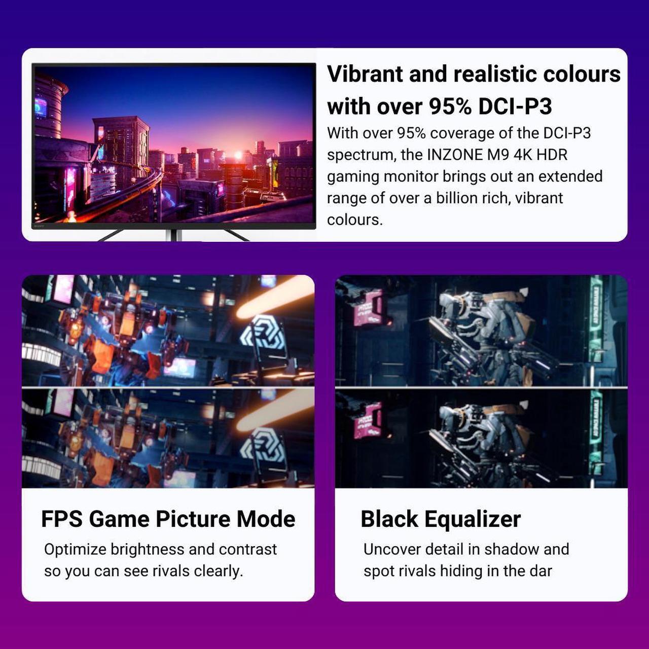 Alt view image 4 of 6 - Sony SDM U27M90 27 Inch INZONE M9 4K HDR 144Hz Gaming Monitor Bundle