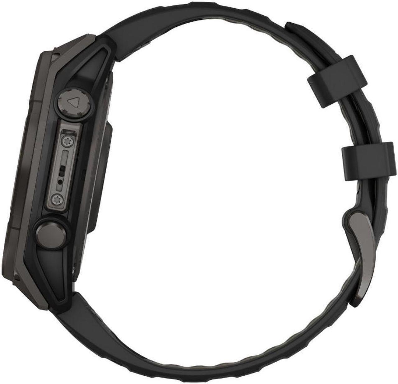 Alt view image 6 of 15 - Garmin fnix® 8 - 47 mm, Solar, AMOLED, Sapphire, Premium Multisport GPS Smartwatch, Long-Lasting Battery Life, Dive-Rated, Built-in LED Flashlight, Carbon Gray DLC Titanium with Pebble Gray Band