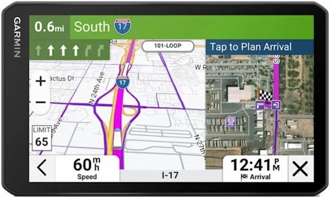 Alt view image 2 of 12 - Garmin dzl OTR720, Large High-Res 7 GPS Truck Navigator, Custom Truck Routing, Satellite Imagery, Wind Speed, Community-Shared Loading Docks, Truck Entrances & Parking Availability