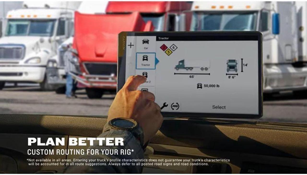 Alt view image 8 of 12 - Garmin dzl OTR720, Large High-Res 7 GPS Truck Navigator, Custom Truck Routing, Satellite Imagery, Wind Speed, Community-Shared Loading Docks, Truck Entrances & Parking Availability