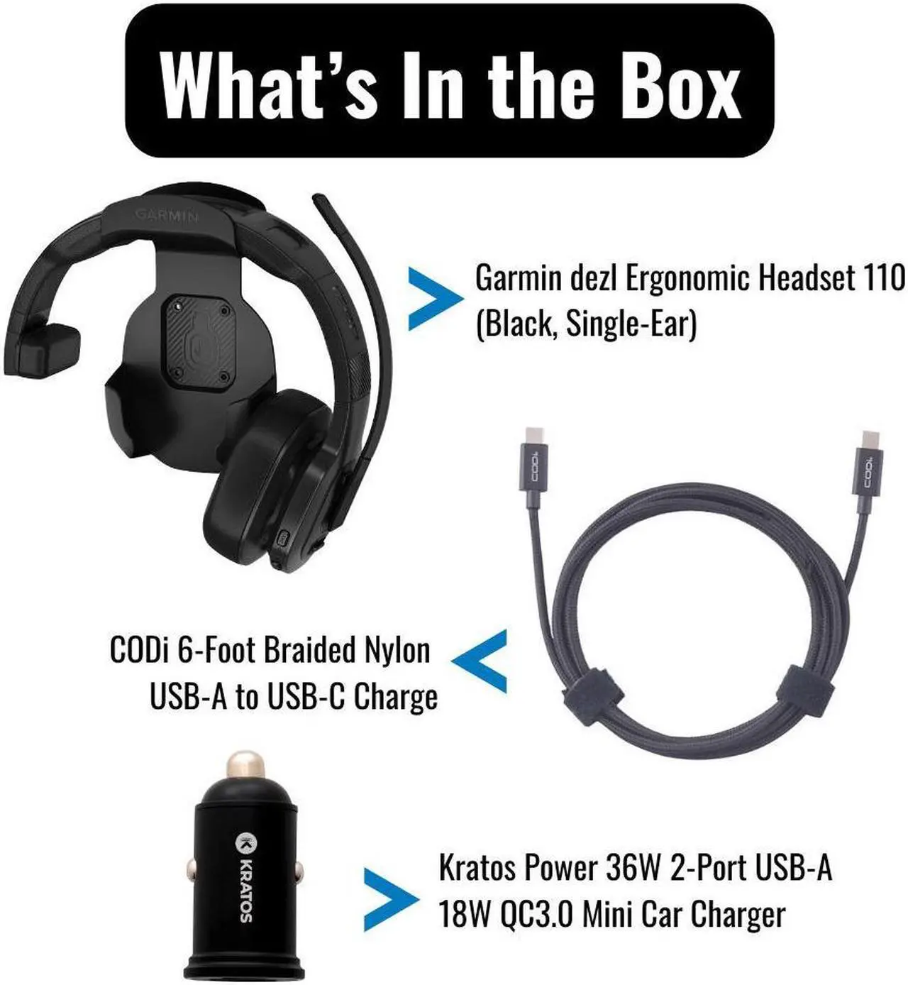 Alt view image 7 of 7 - Garmin dezl Ergonomic Headset 110 for Truckers Black Single Ear Bundle