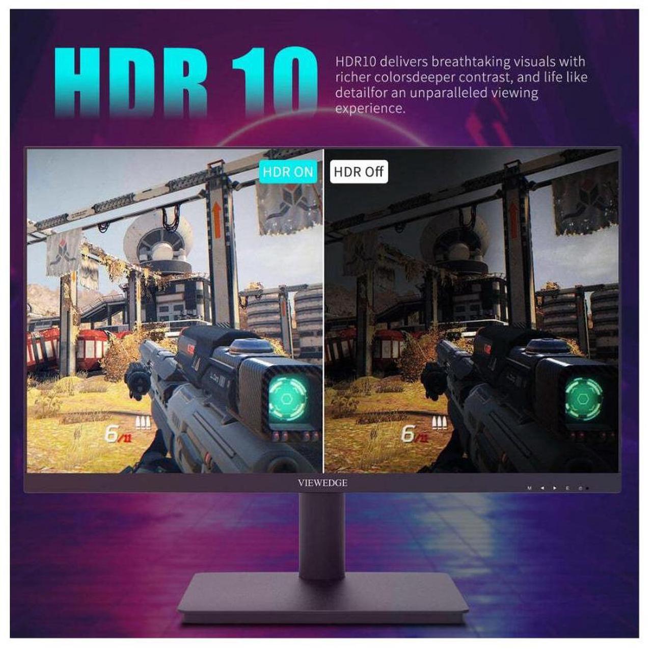 Alt view image 13 of 14 - Viewedge 24 Inch Gaming Monitor with 165hz/144hz, IPS 1ms, FHD 1080p and HDR 10 | PC Computer Monitor with 105% sRGB, Bluelight Filter, 2 HDMI & 1 DP Port, Support Freesync and Wall mounted