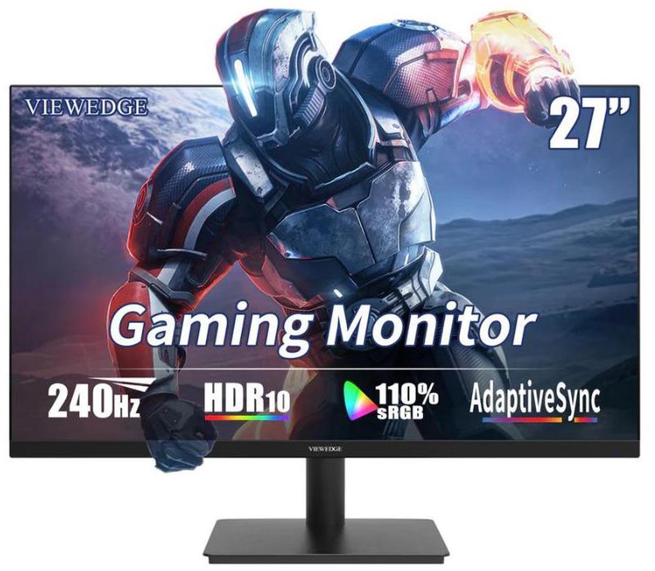 Alt view image 10 of 10 - Viewedge 27 inch Gaming Monitor 240Hz 1ms FHD (1920x1080p) Computer Monitor, 110% sRGB HDR10 HDMI x 2 & DP x 2 Port, Built-in Speakers, Support Freesync and Wall Mount