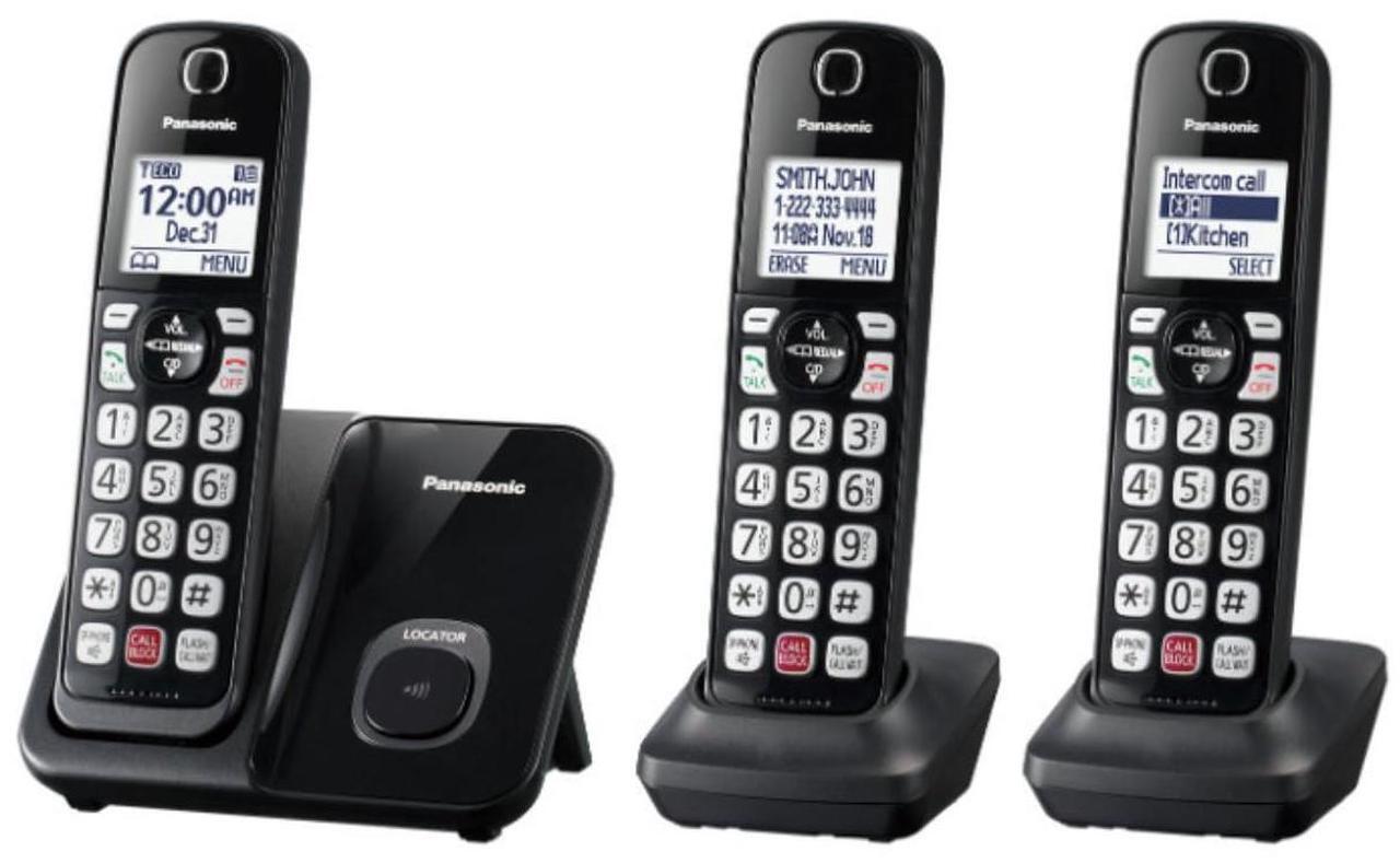 Alt view image 2 of 7 - Panasonic 3x Handsets Dect 6.0 Expandable System Cordless Phone with Advanced Call Block, Bilingual Caller ID & Easy to Read Display (Black)