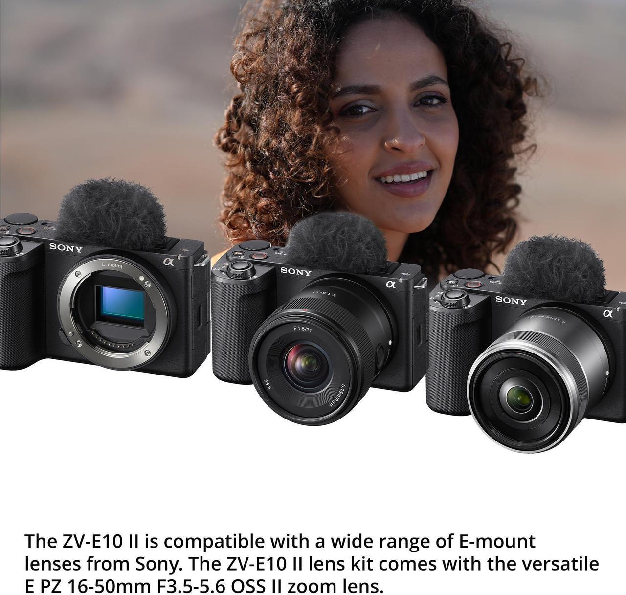Alt view image 4 of 7 - Sony Alpha ZV-E10 II Content Creators Camera Body (Black) Bundle with Sony Ultra Wide Angle Prime Lens, Vlogger Shotgun Microphone, Holster Camera Case, and 64GBSDXC UHS-I Memory Card (5 Items)