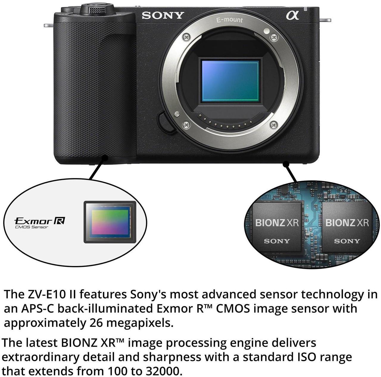 Alt view image 5 of 7 - Sony Alpha ZV-E10 II Content Creators Camera Body (Black) Bundle with Sony Ultra Wide Angle Prime Lens, Vlogger Shotgun Microphone, Holster Camera Case, and 64GBSDXC UHS-I Memory Card (5 Items)