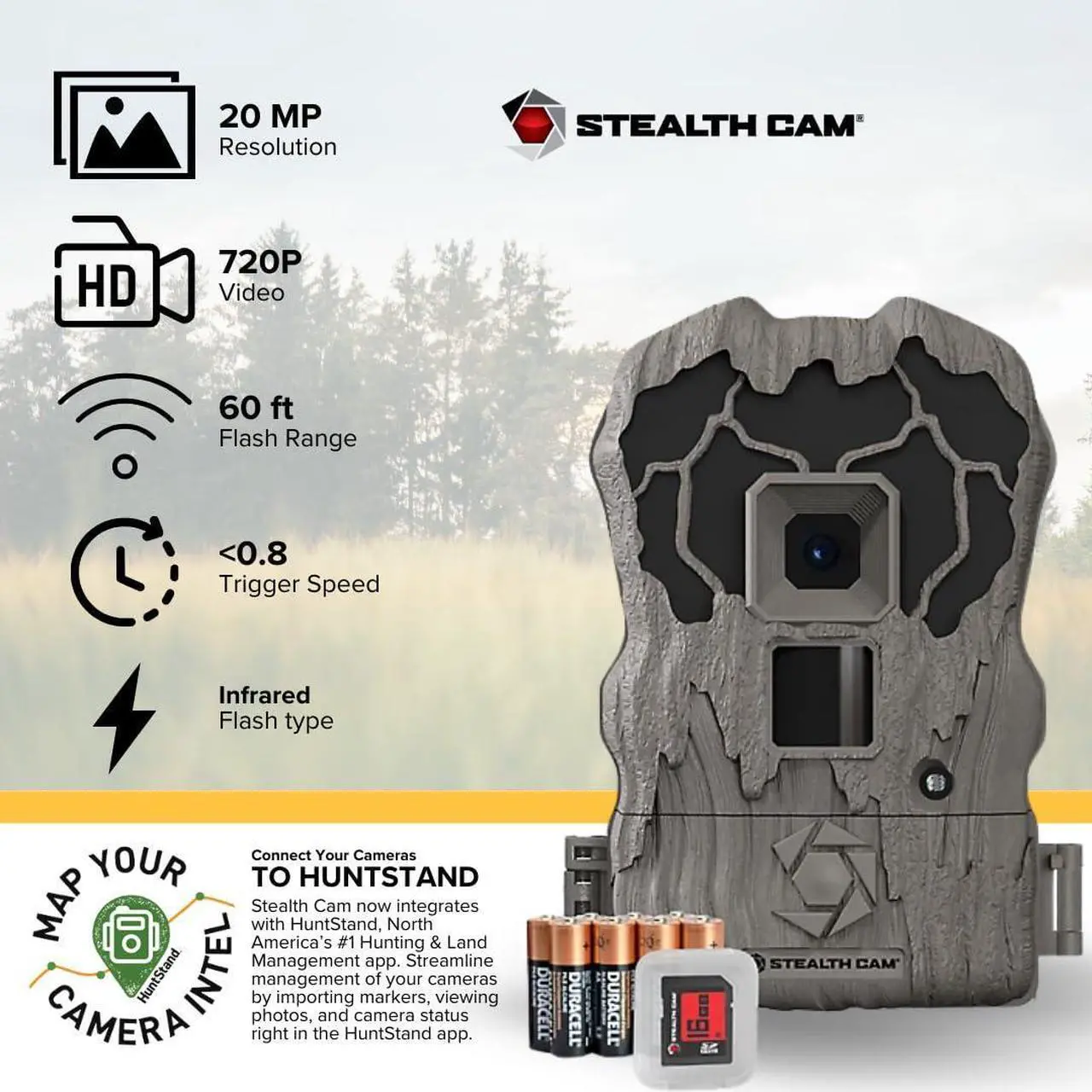 Alt view image 2 of 6 - Stealth Cam Browtine 20MP Trail/Game Camera with 720P HD Video, 0.8s Trigger Speed, 60 Feet Flash, Night Mode, and 1-3 Image Burst (Camo)
