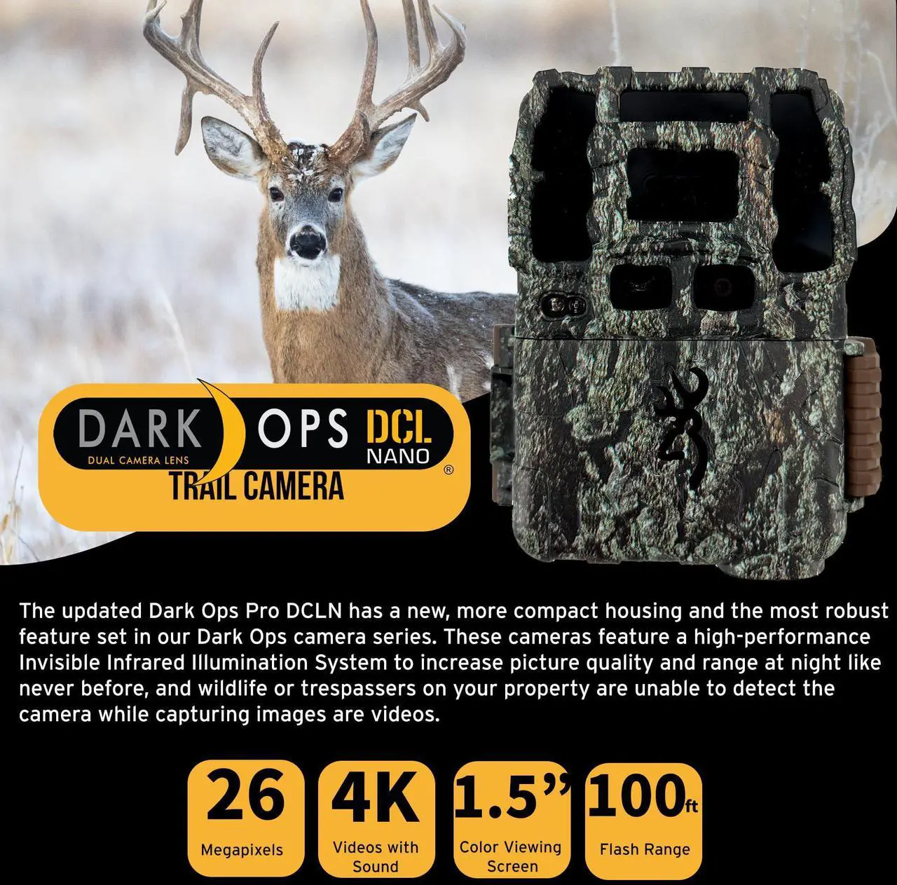 Alt view image 2 of 7 - Browning Trail Cameras Dark Ops FHDR 26MP 4 Infrared LED Night Vision Camera Bundle with 32GB Memory Card and All-In-One High-Speed Card Reader (3 Items)
