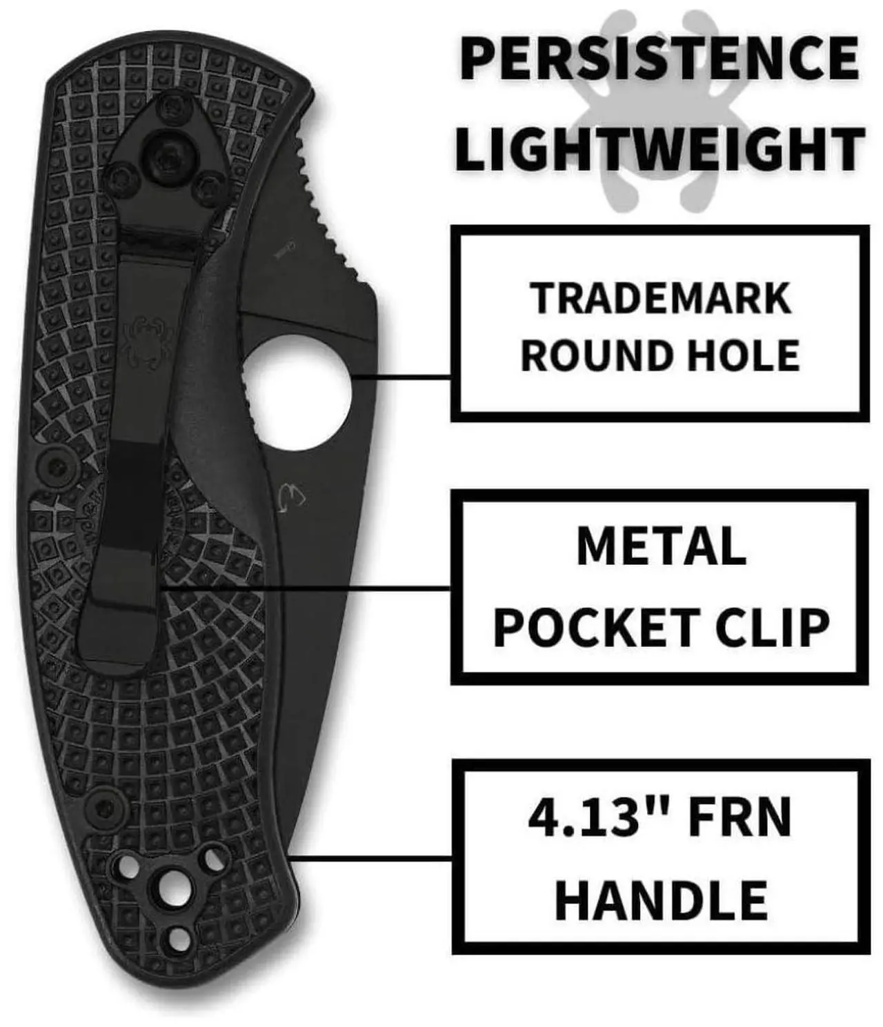 Alt view image 5 of 7 - Spyderco Persistence Lightweight 6.85-Inch PlainEdge Pocket Knife with 8Cr13MoV Steel Blade and FRN Handle (Black)
