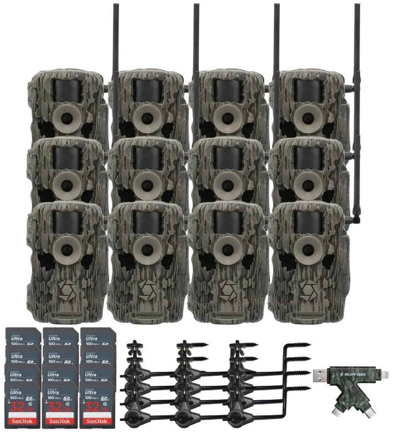 Main image of Stealth Cam 36MP Fusion Max Cellular Trail Camera (2-Pack) x 6 Bundle with Economy Trail Camera Holder (12-Pack), 4-In-1 Card Reader, and 32GB Ultra SDHC UHS-I Memory Card (12-Pack) (31 Items)