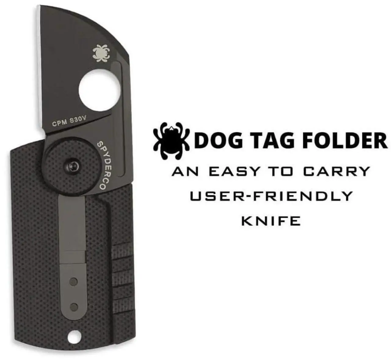 Alt view image 3 of 7 - Spyderco Dog Tag Non-Locking Folding Knife with 1.23-Inch CPM S30V Steel Blade and Carbon Fiber Handle (Black)
