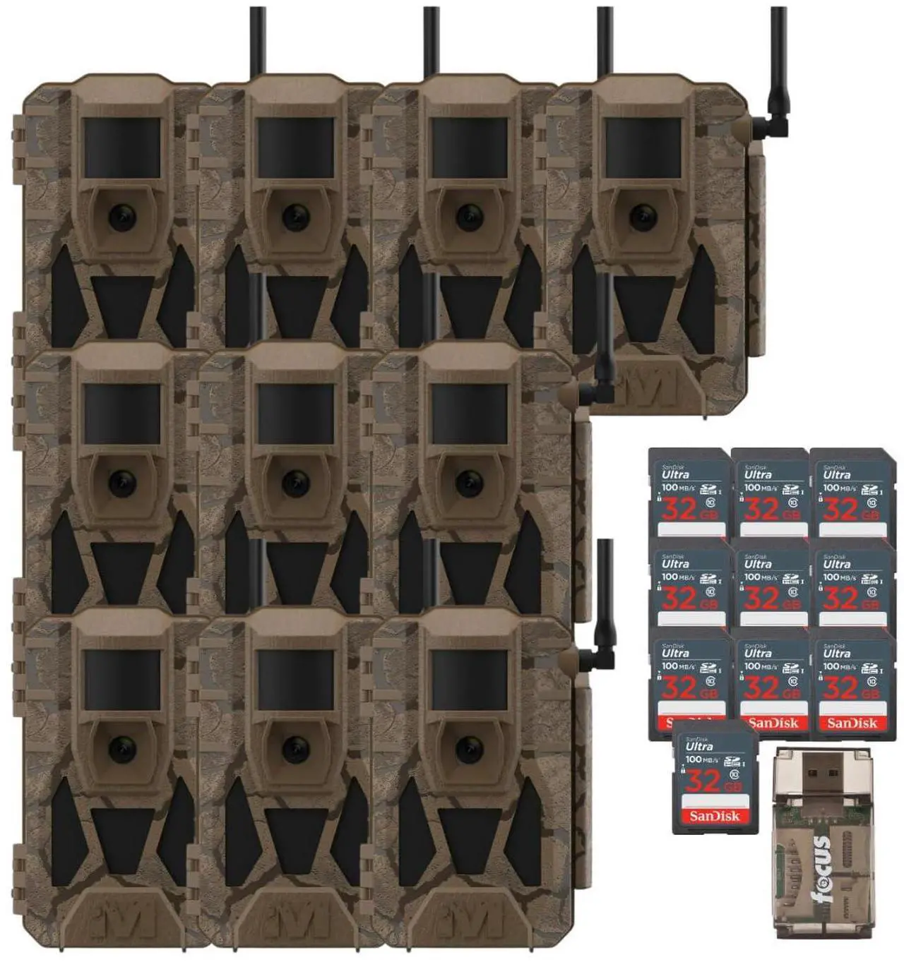 Main image of Muddy Matrix 2.0 Power Pack 36MP Cellular Trail Camera Bundle with 32 GB Memory Card and Card Reader (10 Pack)