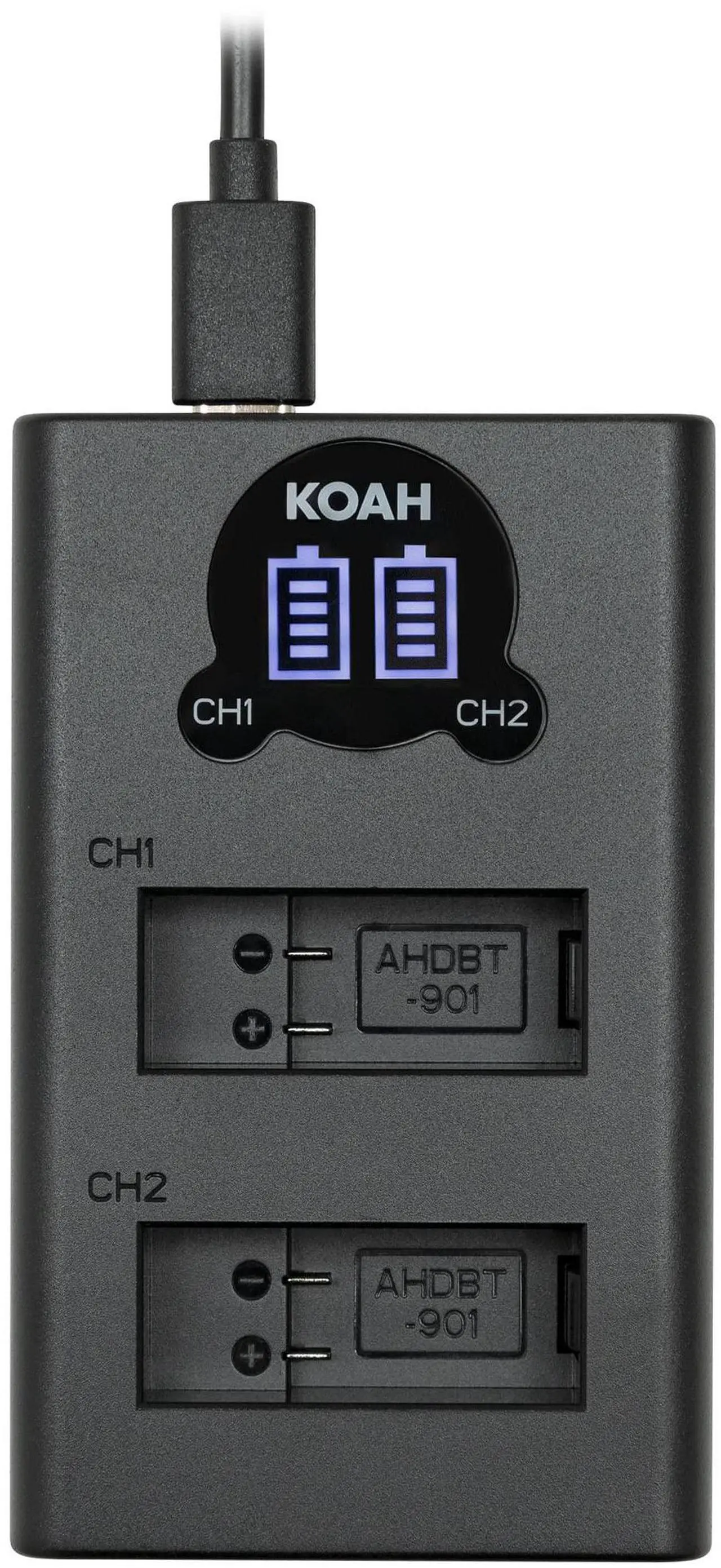 Alt view image 6 of 7 - Koah Pro 2-Pack Rechargeable Lithium-Ion Battery Kit for GoPro HERO10/9 Black with Koah Dual Battery LCD Charger, compatible but not official GoPro HERO action camera accessory, includes USB-C cable