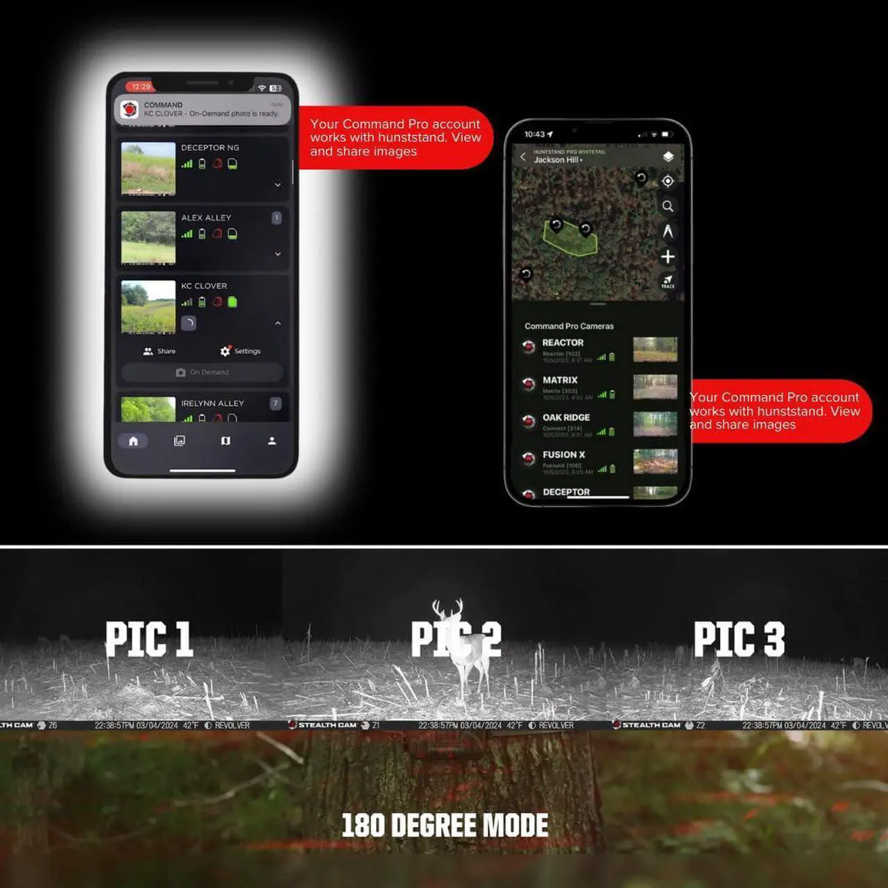Alt view image 4 of 7 - Stealth Cam Revolver 36MP 360-Degree Cellular Trail Camera Bundle with FieldMax 3000 mAh Solar Battery Pack, Adjustable Multi-Pivot Mounting Post, 32GB Memory Card, and SD Card Reader (5 Items)