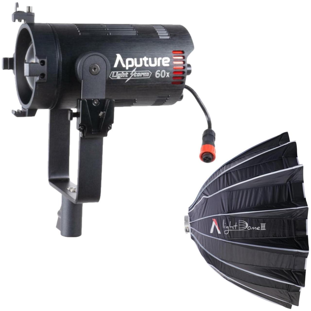 Main image of Aputure LS 60X Bowen's Mount Compatible Bi-Color Focusing LED with 8-Leaf Barn Doors Bundle with Aputure Light Dome III (35.1-Inch) Softbox (2 Items)