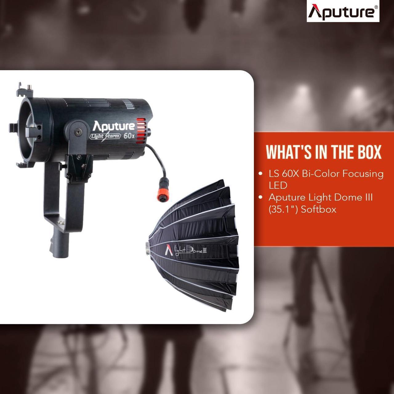 Alt view image 7 of 7 - Aputure LS 60X Bowen's Mount Compatible Bi-Color Focusing LED with 8-Leaf Barn Doors Bundle with Aputure Light Dome III (35.1-Inch) Softbox (2 Items)