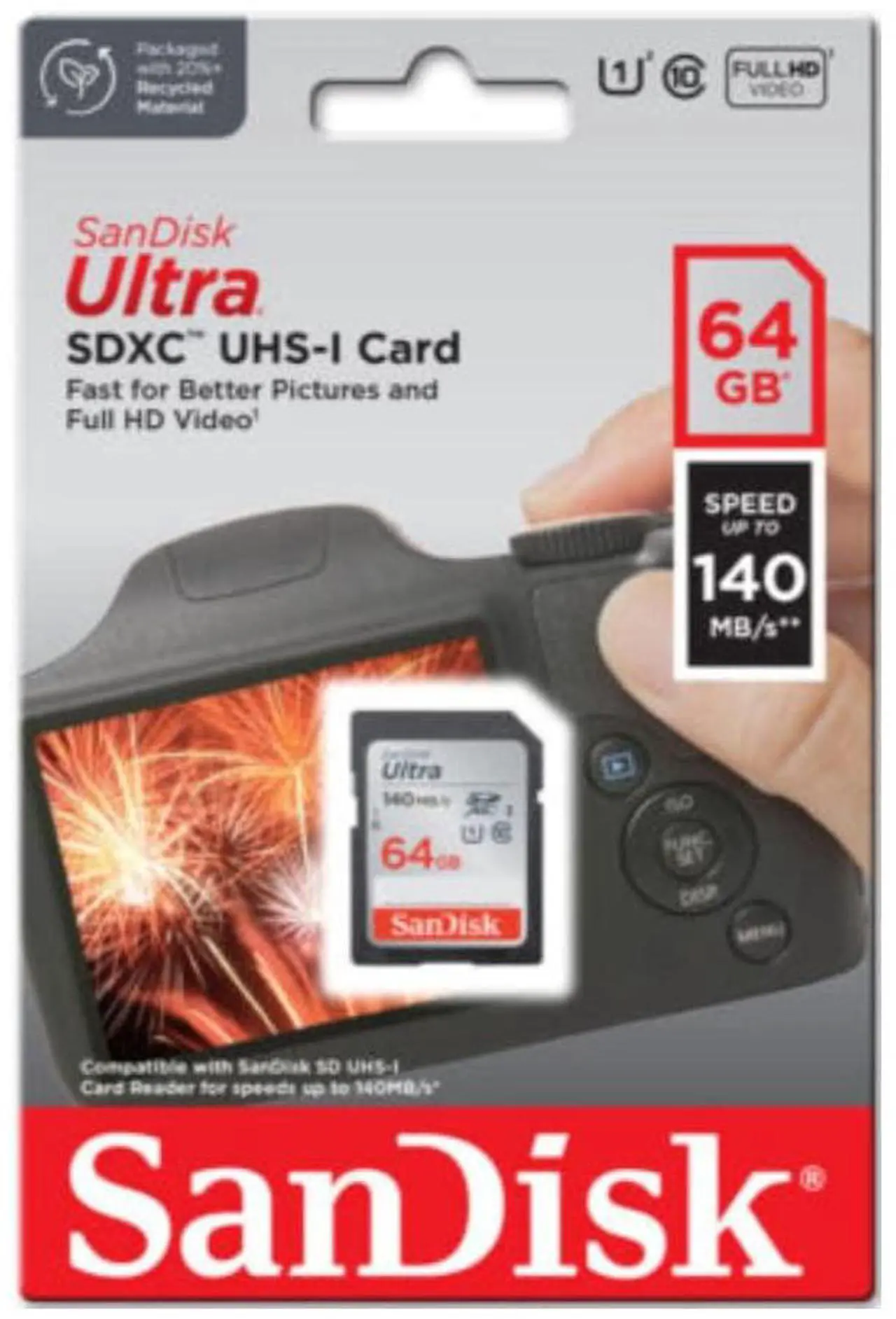 Alt view image 6 of 6 - SanDisk 64GB Ultra Class 10 140 MB/s UHS-I SDXC Memory Card (3-pack) with Focus All-In-One High Speed Card Reader (4 Items)
