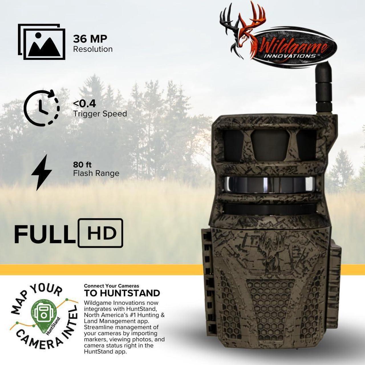 Alt view image 2 of 7 - Wildgame Innovations Orbit 360-Degree Trail Camera with 36MP Image Quality and 1080p Video Bundle with 5400mAh Battery Pack, 3000mAh Battery Pack, 32GB Memory Card, and Card Reader (5 Items)