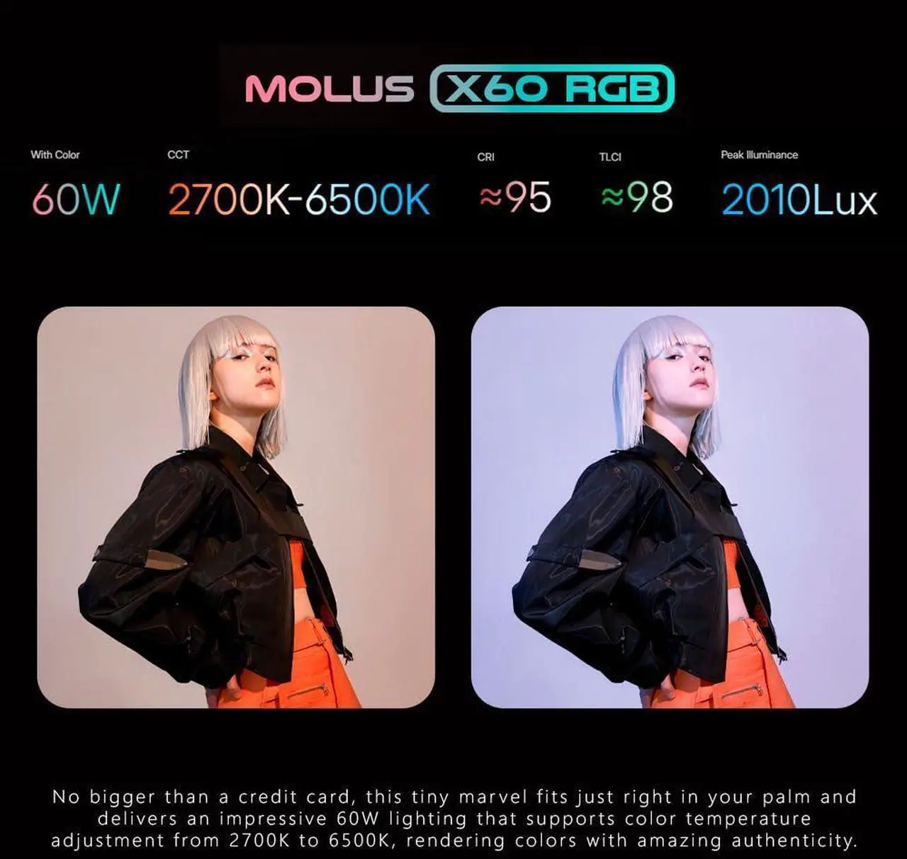 Alt view image 4 of 7 - Zhiyun Molus X60RGB RGB LED Monolight (Combo Kit) Bundle with Zhiyun 3-Feet 90D Parabolic Softbox and Air-Cushion Stand for SOL Ring Light Kit (3 Items)